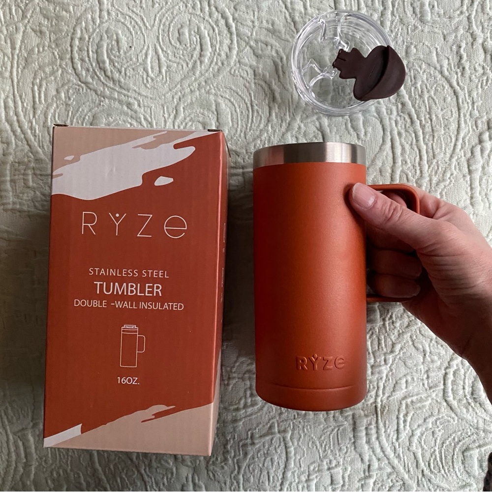 New RYZE Insulated 16 oz Travel Mug with Lid and Handle Stainless Steel Tumbler - Picture 7 of 12